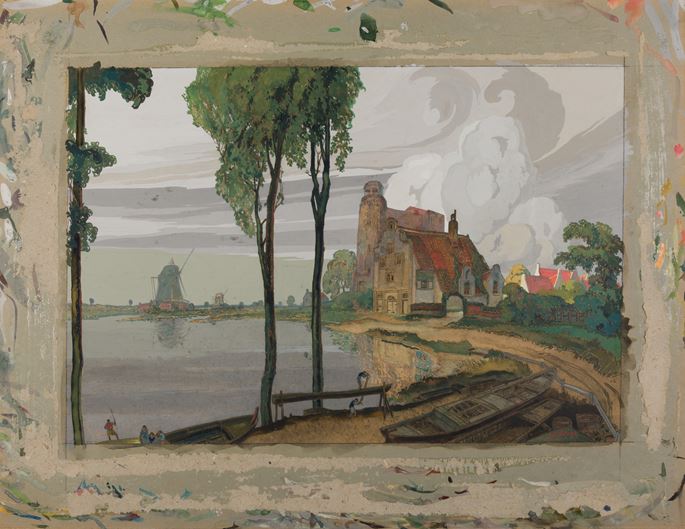 Georges  DE FEURE  - Dutch Landscape with Woodcutters | MasterArt